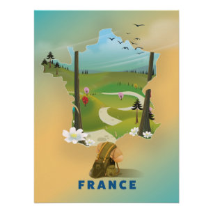 Frankrijk kaart vintage-poster perfect poster