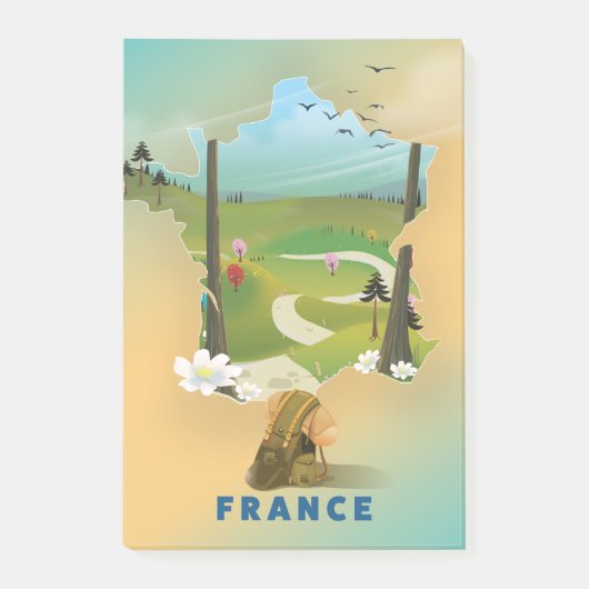 Frankrijk kaart vintage-poster post-it® notes (Voorkant)