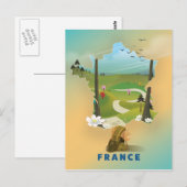 Frankrijk kaart vintage reisposter (Voorkant / Achterkant)