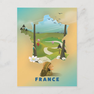 Frankrijk kaart vintage reisposter