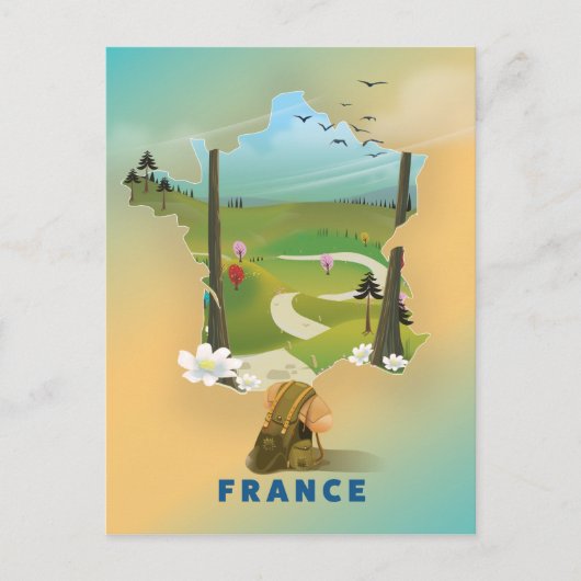 Frankrijk kaart vintage reisposter (Voorkant)