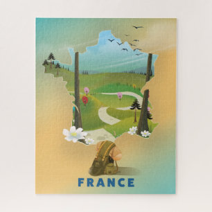 Frankrijk kaart vintage reisposter legpuzzel