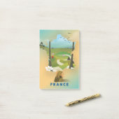 Frankrijk kaart vintage reisposter post-it® notes (Op bureau)
