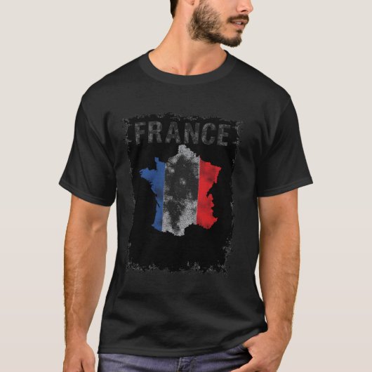 Frankrijk Kaart Vlag T-shirt (Voorkant)
