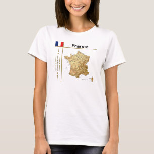Frankrijk Kaart + Vlag + Titel T-Shirt