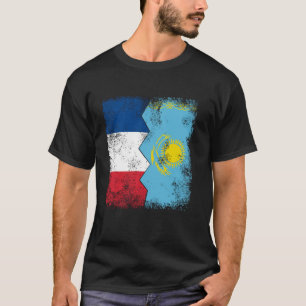 Frankrijk Kazachstan vlaggen half KAZACHS Franse w T-shirt
