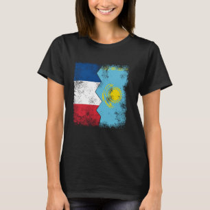 Frankrijk Kazachstan vlaggen half KAZACHS Franse w T-shirt
