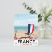 Frankrijk kust strand reisposter briefkaart (Staand voorkant)