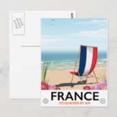 Frankrijk kust strand reisposter briefkaart (Voorkant / Achterkant)