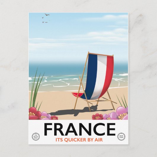 Frankrijk kust strand reisposter briefkaart (Voorkant)