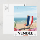 Frankrijk kust strand reisposter briefkaart (Voorkant / Achterkant)