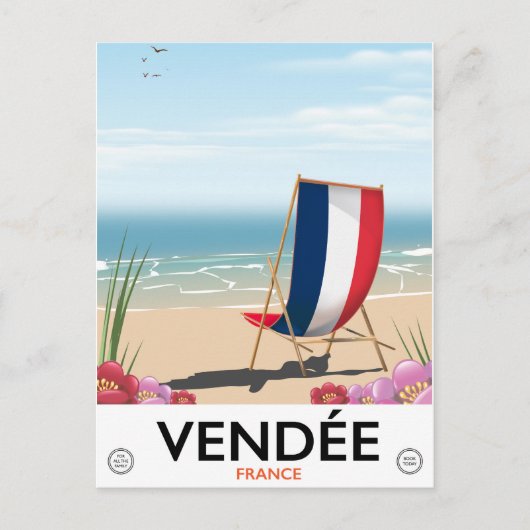 Frankrijk kust strand reisposter briefkaart (Voorkant)