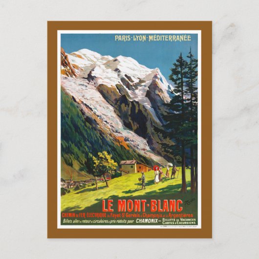 Frankrijk Le Mont Blanc Reisposter Gerestaureerd Briefkaart (Voorkant)