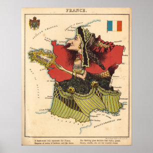  Frankrijk Map Poster