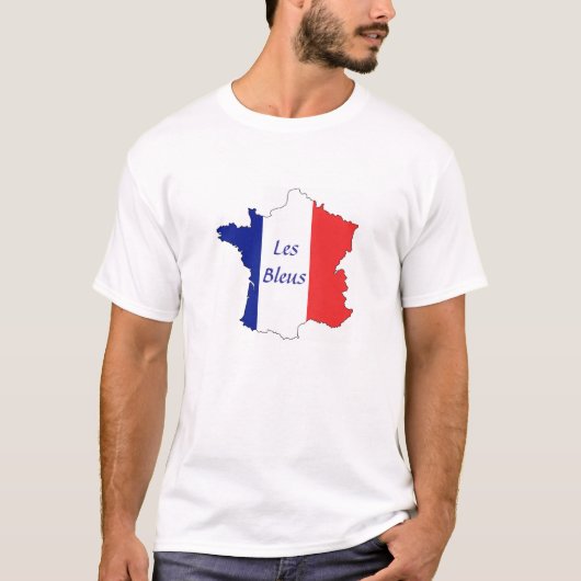 Frankrijk Map Tricolor Les Bleus T-shirt (Voorkant)