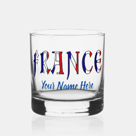 Frankrijk met Franse vlag kleuren gepersonaliseerd Whisky Glas