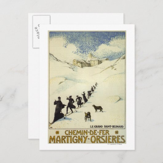 Frankrijk - Monks Skiing Briefkaart (Voorkant / Achterkant)