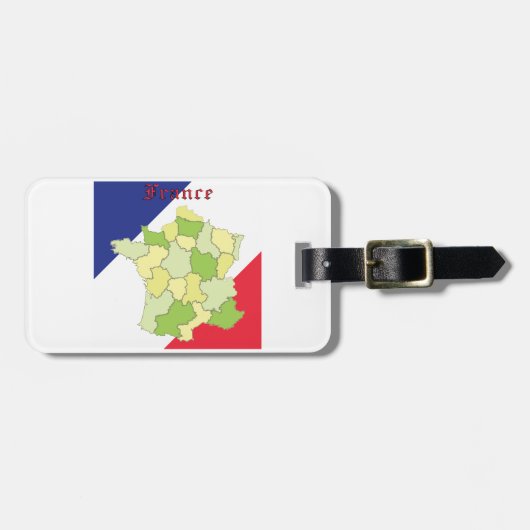 Frankrijk nationale kleuren en kaart bagagelabel (Voorkant horizontaal)