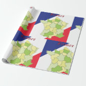 Frankrijk nationale kleuren en kaart cadeaupapier (Uitgerold)