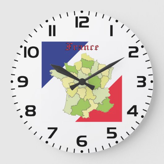 Frankrijk nationale kleuren en kaart grote klok (Voorkant)