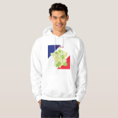 Frankrijk nationale kleuren en kaart hoodie (Voorkant volledig)
