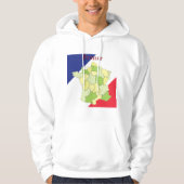 Frankrijk nationale kleuren en kaart hoodie (Voorkant)