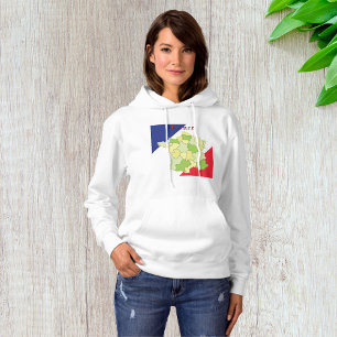 Frankrijk nationale kleuren en kaart hoodie