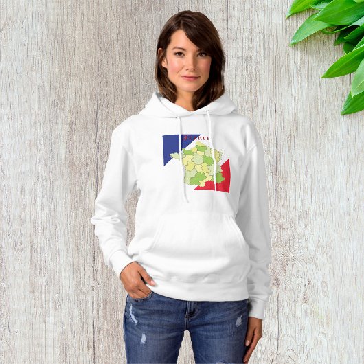 Frankrijk nationale kleuren en kaart hoodie