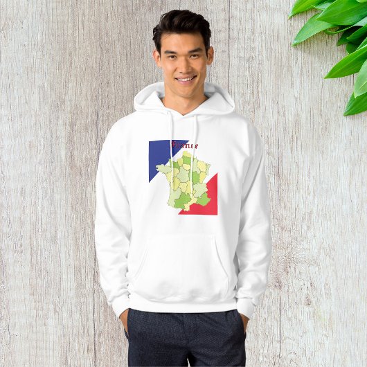 Frankrijk nationale kleuren en kaart hoodie
