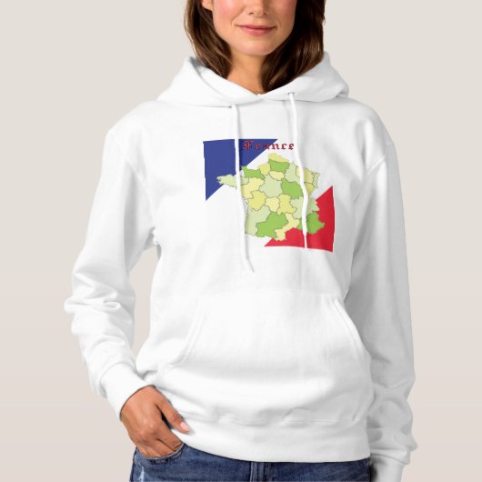 Frankrijk nationale kleuren en kaart hoodie (Voorkant)