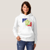 Frankrijk nationale kleuren en kaart hoodie (Voorkant volledig)