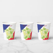 Frankrijk nationale kleuren en kaart papieren bekers