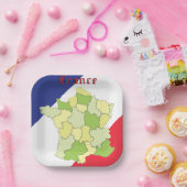 Frankrijk nationale kleuren en kaart papieren bordje (Feest)