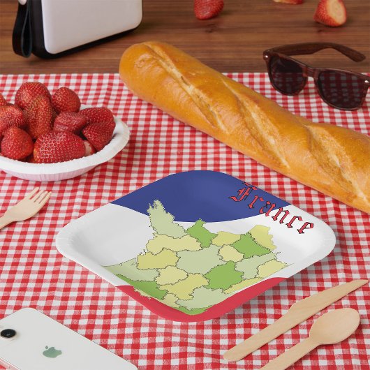 Frankrijk nationale kleuren en kaart papieren bordje