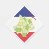 Frankrijk nationale kleuren en kaart servet (Hoek)