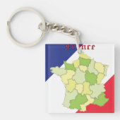Frankrijk nationale kleuren en kaart sleutelhanger (Voorkant)