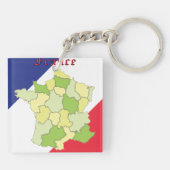 Frankrijk nationale kleuren en kaart sleutelhanger (Achterkant)