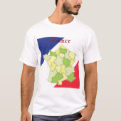 Frankrijk nationale kleuren en kaart t-shirt (Voorkant)