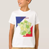 Frankrijk nationale kleuren en kaart t-shirt (Voorkant)