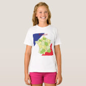 Frankrijk nationale kleuren en kaart t-shirt (Voorkant volledig)