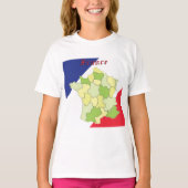 Frankrijk nationale kleuren en kaart t-shirt (Voorkant)