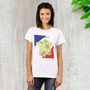 Frankrijk nationale kleuren en kaart t-shirt