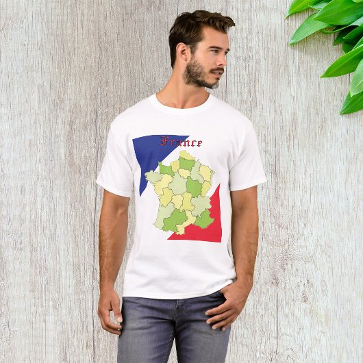 Frankrijk nationale kleuren en kaart t-shirt