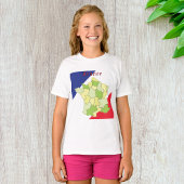Frankrijk nationale kleuren en kaart t-shirt