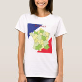 Frankrijk nationale kleuren en kaart t-shirt (Voorkant)
