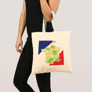 Frankrijk nationale kleuren en kaart tote bag