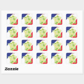 Frankrijk nationale kleuren en kaart vierkante sticker (Vel)
