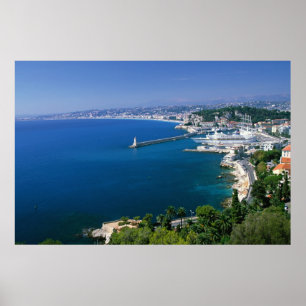 Frankrijk, Nice, luchtfoto van de haven Poster