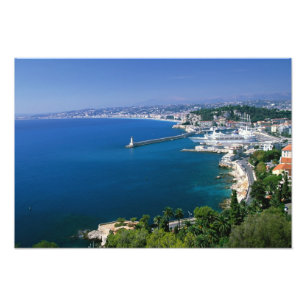 Frankrijk, Nice, uitzicht van de haven Foto Afdruk