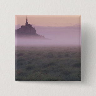 FRANKRIJK, Normandië Mont St. Michel. Ochtendmist Vierkante Button 5,1 Cm